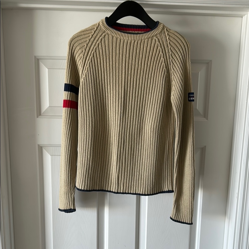 United Colors Of Benetton Beige Sweater with Navy and Red Details